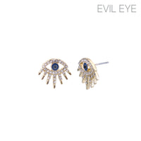 Evil Eye Post Earrings - Silver or Gold (0.73x0.65in)