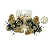 Queen Bumble Bee Seed Bead Earrings (2.75x2.5in)