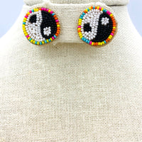 Beaded Peace Sign Studs (0.75x0.75in)