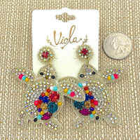 Sea Turtle Seed Bead Earrings in Green or Multi Color - Beaded (2.5x2.5in)