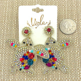 Sea Turtle Seed Bead Earrings in Green or Multi Color - Beaded (2.5x2.5in)