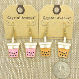 Boba Tea Earrings - Strawberry or Chocolate (0.8x2in)