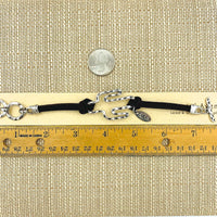 Antique Silver Cactus Hammered Brown Suede Bracelet (8in)