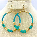 Cube Seed Bead Hoop Earrings in 5 Colors - Beaded, Crystal Avenue (2x3in)