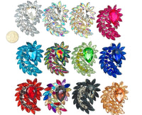 Peacock Train Shaped Rhinestone Burst Brooch Pin - 14 Colors (06233)(2.25x2.5in)