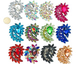 Peacock Train Shaped Rhinestone Burst Brooch Pin - 14 Colors (06233)(2.25x2.5in)