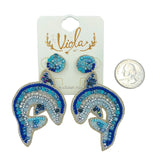 Blue Dolphin Seed Bead Earrings - Beaded (1.6x2.75in)