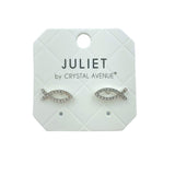 Crystal Jesus Fish Stud Earrings in Silver or Gold Tone (0.6x0.2in)