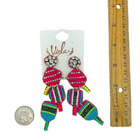Pickleball Dangle Seed Bead Earrings in 2 Colors - Beaded (3.75x1in)