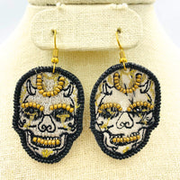 Beaded Skull Dangle Earrings (1.25x2.25)
