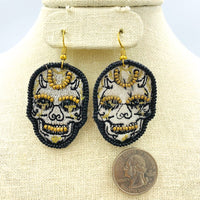 Beaded Skull Dangle Earrings (1.25x2.25)