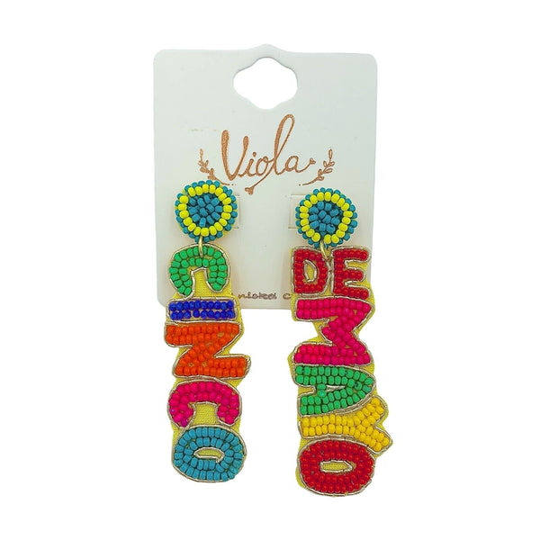 Cinco De Mayo Seed Bead Earrings - Beaded (2.5x0.75in)