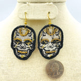 Beaded Skull Dangle Earrings (1.25x2.25)