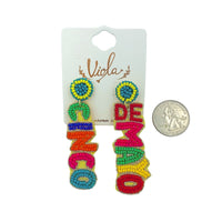 Cinco De Mayo Seed Bead Earrings - Beaded (2.5x0.75in)