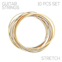 Gold & Rhodium Plated Guitar String 10 PCS Stretch Bracelet