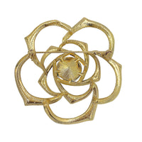 Pink & Green Crystal Studded Open Flower Pin (3x3in)