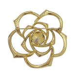 Pink & Green Crystal Studded Open Flower Pin (3x3in)