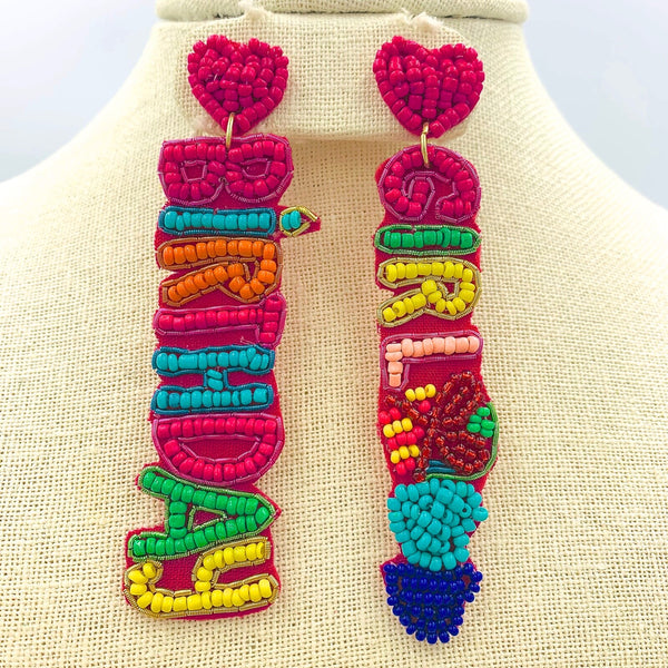 "Birthday Girl" Seed Bead Earrings - Beaded, (3.75x0.75in)