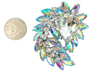 Peacock Train Shaped Rhinestone Burst Brooch Pin - 14 Colors (06233)(2.25x2.5in)