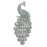 5 Inch Tall Rhinestone Peacock Brooch Pin - Available 6 Colors (2x5in)
