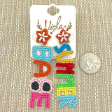 "Summer Babe" Beach Themed Seed Bead Earrings (0.9x3.25in)