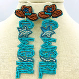 "COWGIRL" Rodeo Western Theme Beaded Earrings in 3 Colors (1.25x3.5in)