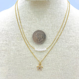 Pearl & Star 2 Strand Necklace (16in/17+3in)