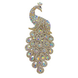 5 Inch Tall Rhinestone Peacock Brooch Pin - Available 6 Colors (2x5in)