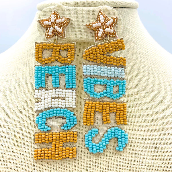 "Beach Vibes" Beach Themed Seed Bead Earrings (1.0x3.25in)