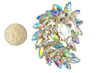 Peacock Train Shaped Rhinestone Burst Brooch Pin - 14 Colors (06233)(2.25x2.5in)