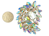 Peacock Train Shaped Rhinestone Burst Brooch Pin - 14 Colors (06233)(2.25x2.5in)