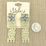 "BRIDE" Pearl Seed Bead Wedding Earrings - Beaded (0.75x2.5in)