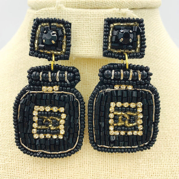 Perfume Seed Bead Earrings - Beaded, Parfum (1.25x2.25in)