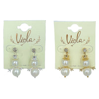 Freshwater Pearl Snowman Christmas Earrings in Silver or Gold (0.75x1.5in)