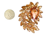Peacock Train Shaped Rhinestone Burst Brooch Pin - 14 Colors (06233)(2.25x2.5in)