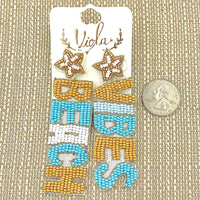 "Beach Vibes" Beach Themed Seed Bead Earrings (1.0x3.25in)