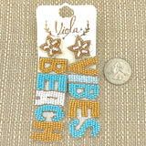 "Beach Vibes" Beach Themed Seed Bead Earrings (1.0x3.25in)
