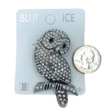 Crystal Studded Owl Brooch Pin in Clear or Multicolor Crystals (1.5x2.5in)
