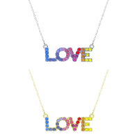 Rainbow Love Necklace in Rhodium or Gold Plated (0.55x0.55in) (18+3in)