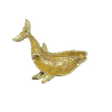 Pink & Green Crystal Studded Whale Pin (2x2in)
