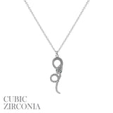Cubic Zirconia Spiral Snake Necklace Rhodium or Gold Plated (18+2in)(0.4x1.25in)