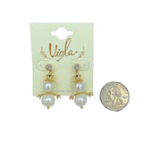Freshwater Pearl Snowman Christmas Earrings in Silver or Gold (0.75x1.5in)
