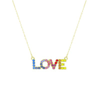 Rainbow Love Necklace in Rhodium or Gold Plated (0.55x0.55in) (18+3in)