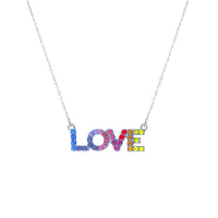 Rainbow Love Necklace in Rhodium or Gold Plated (0.55x0.55in) (18+3in)