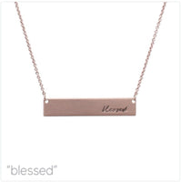 "Blessed" Bar Message Necklace - 3 Colors Available (1.6x0.25in)(16+3in)