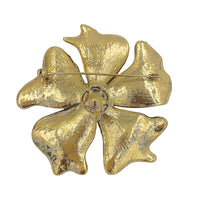 Pink & Green Crystal Studded Flower Pin (3x3in)
