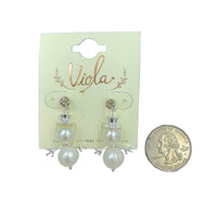 Freshwater Pearl Snowman Christmas Earrings in Silver or Gold (0.75x1.5in)