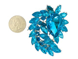 Peacock Train Shaped Rhinestone Burst Brooch Pin - 14 Colors (06233)(2.25x2.5in)