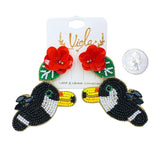 Toucan Bird Beaded Earrings (1.75x3in)