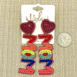 "MOM" Seed Bead Earrings (0.75x3in)